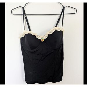 Calvin Klein Bralette Size M Black with off white lace and floral
